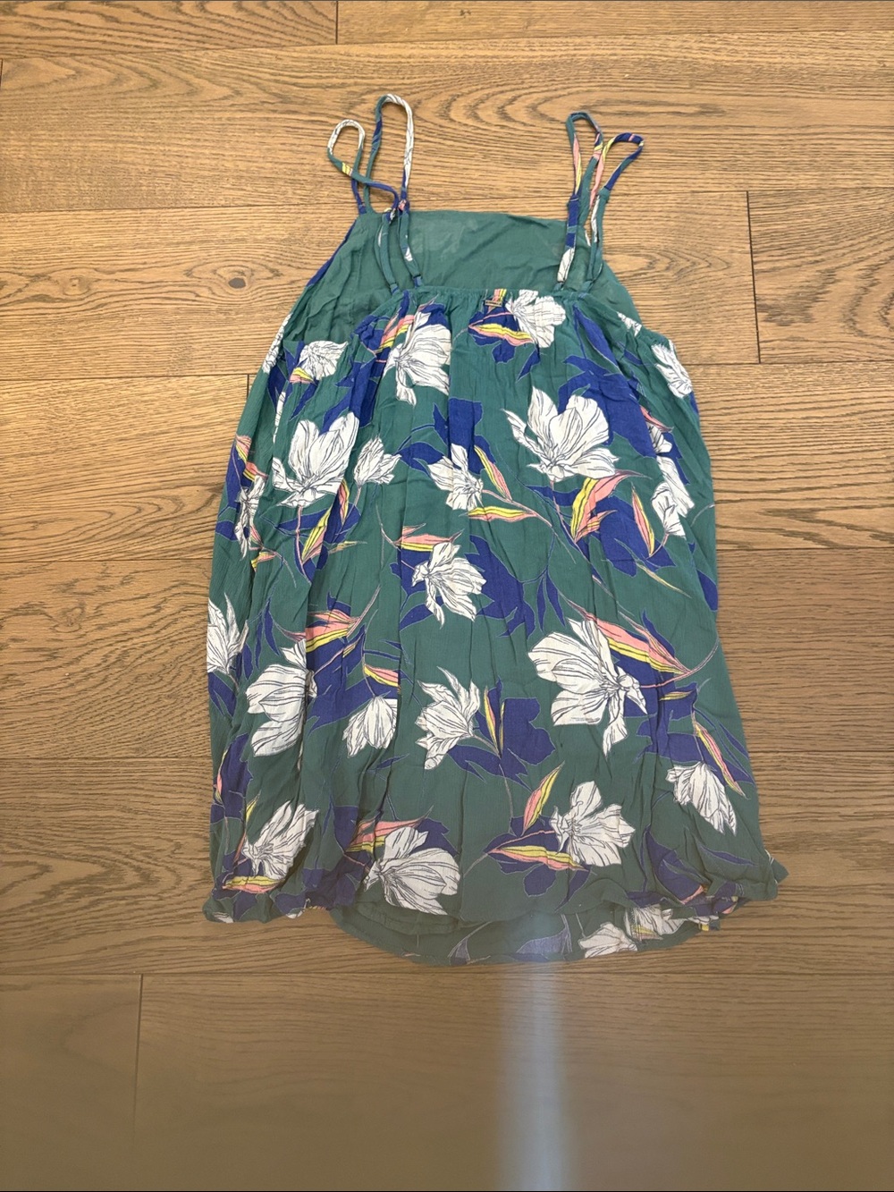 O'Neill Green Floral Mini Dress with White & Purple Accents - Picture 2 of 2